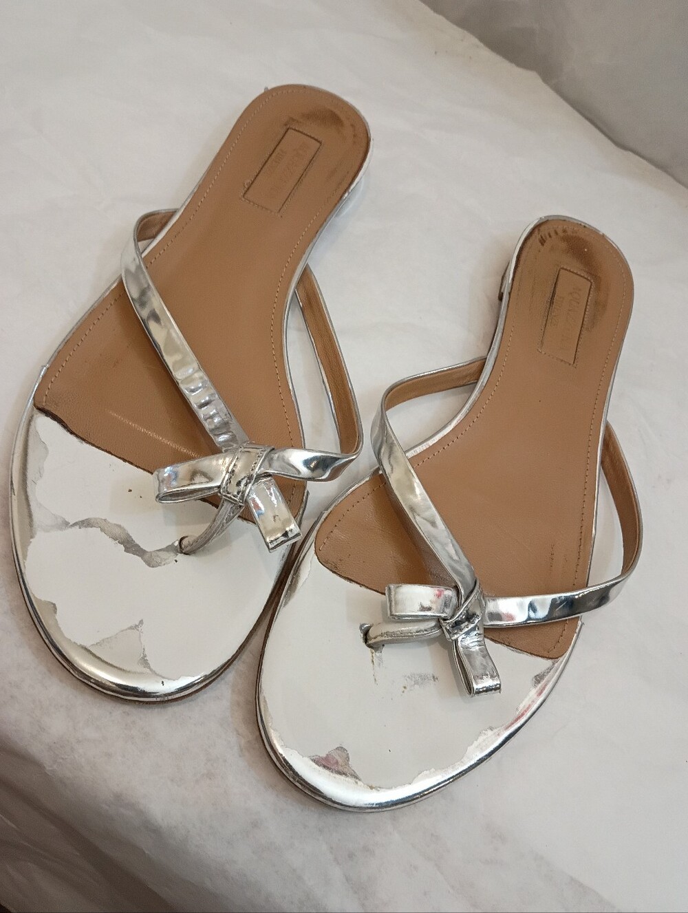 Aquazzura Pedi Metallic Bow  Sandals shoes  Women's 39.5